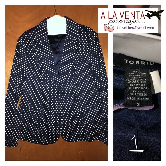 torrid Jackets & Blazers - Navy Blue Polka Dots Jacket